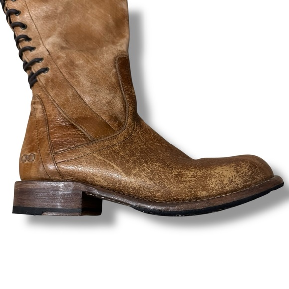 Bed Stu Surrey Tall Lace Up Boots Caramel Brown Distressed Leather Women’s 8 - Picture 10 of 14